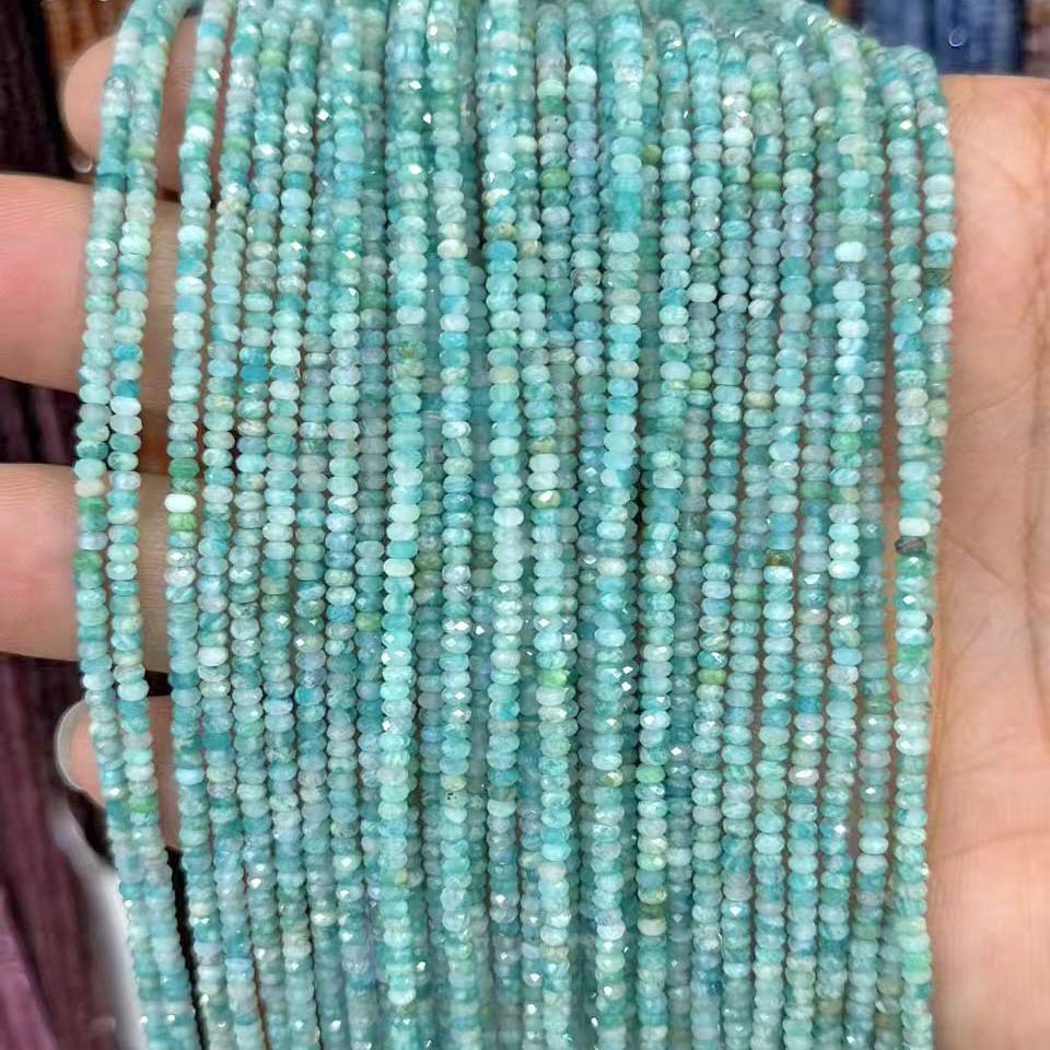 Russian amazonite 1*3mm/strip, about 38cm in lengt