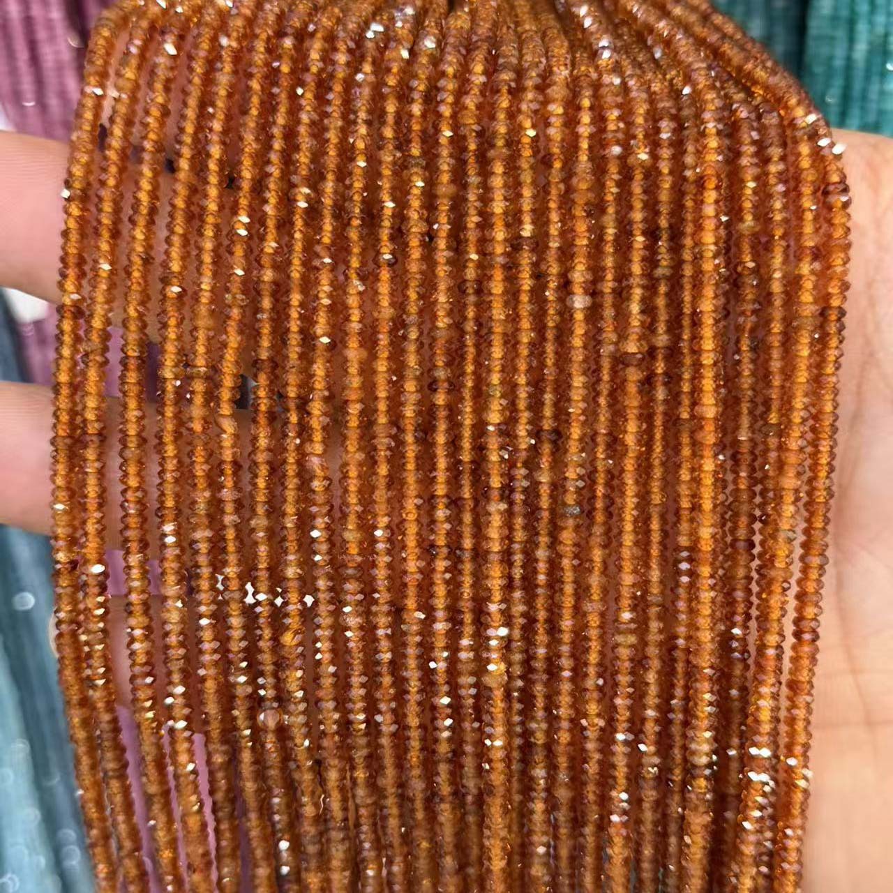 Orange garnet 1*3mm/strip, about 38cm in length