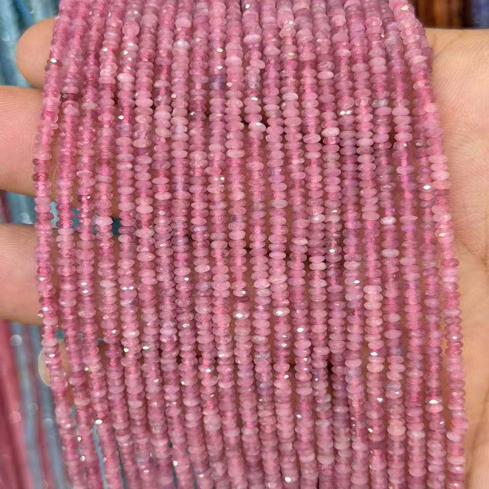 Pink tourmaline 1*3mm/strip, about 38cm in length