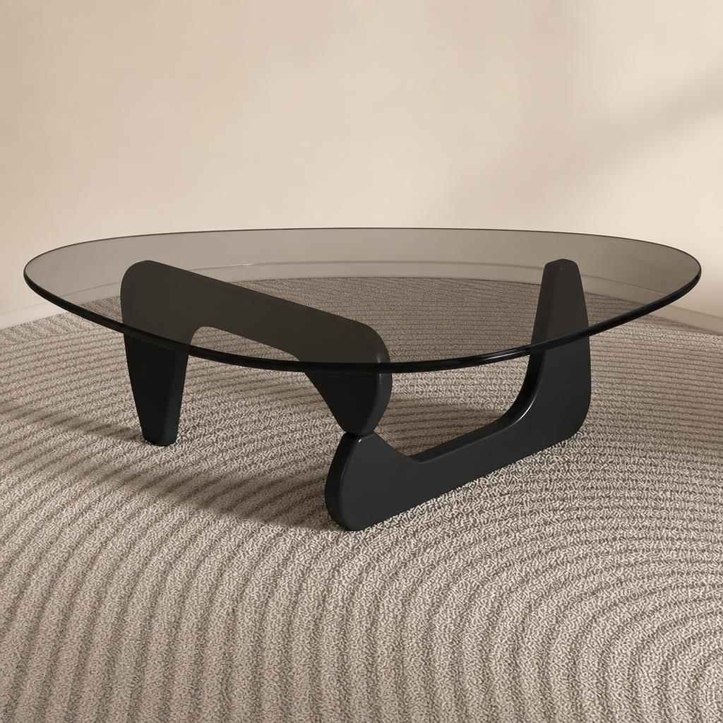 Gray glass   elegant black solid wood legs (medium size)