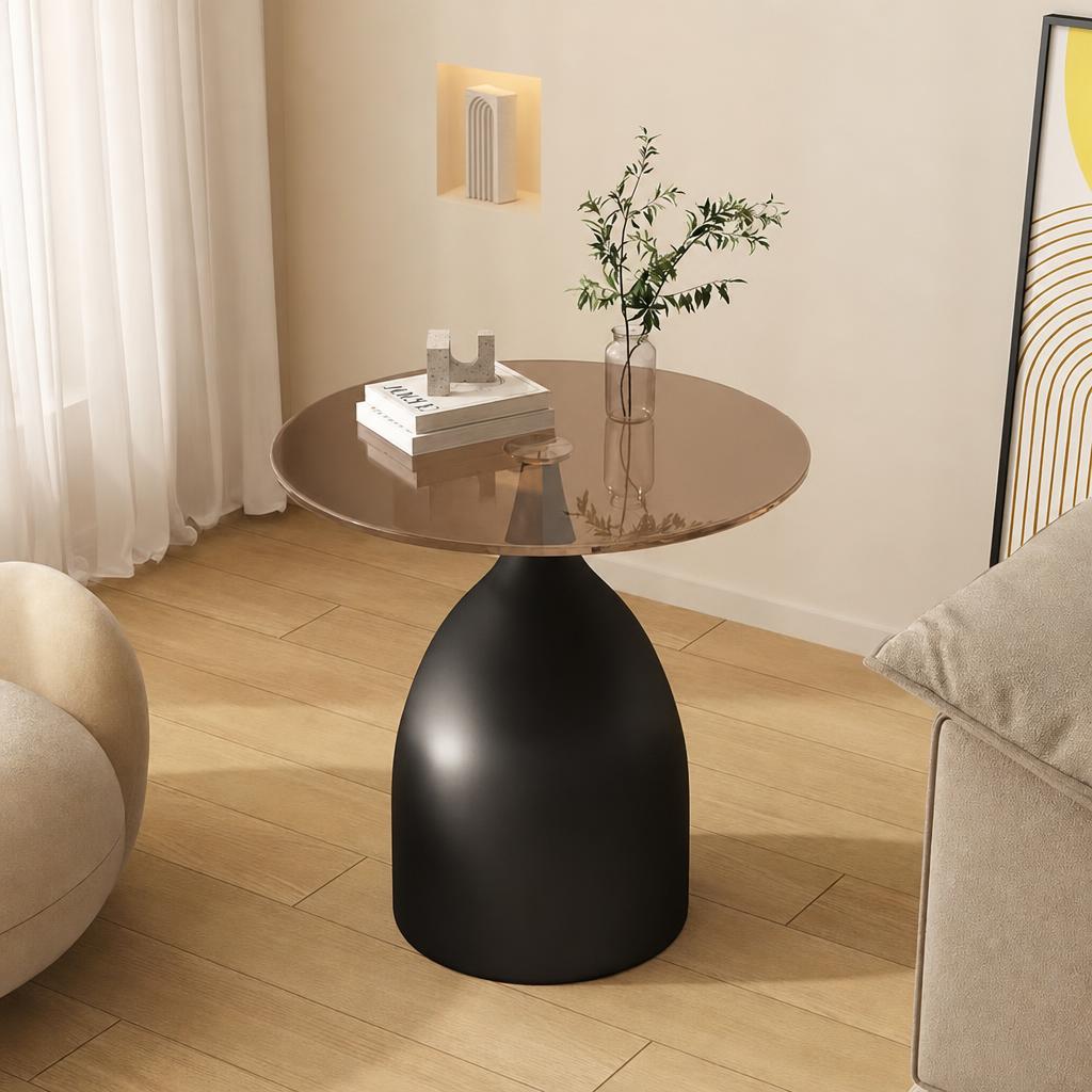 Low-profile black   glass, 43cm high, 40cm diameter