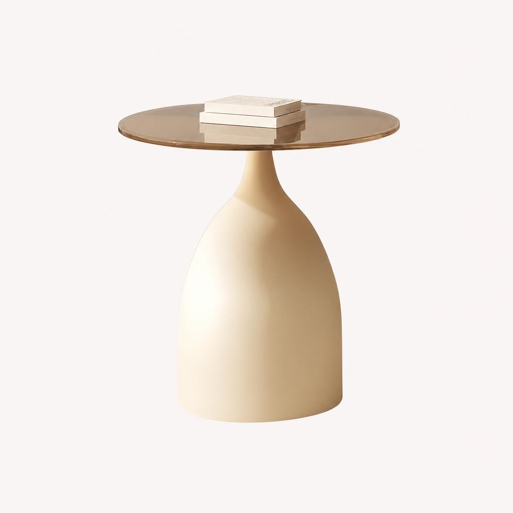 Short, creamy white   glass, 43cm height, 40cm diameter
