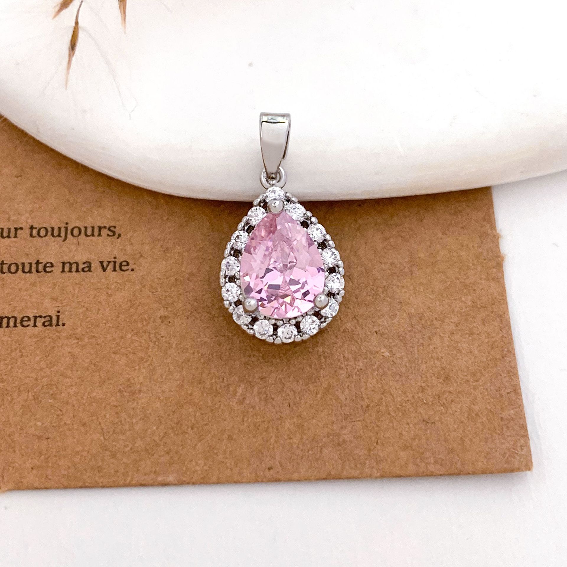 13:Xl2955 small water drop pendant silver powder