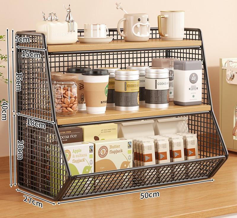 Double layer large black wood color single grid