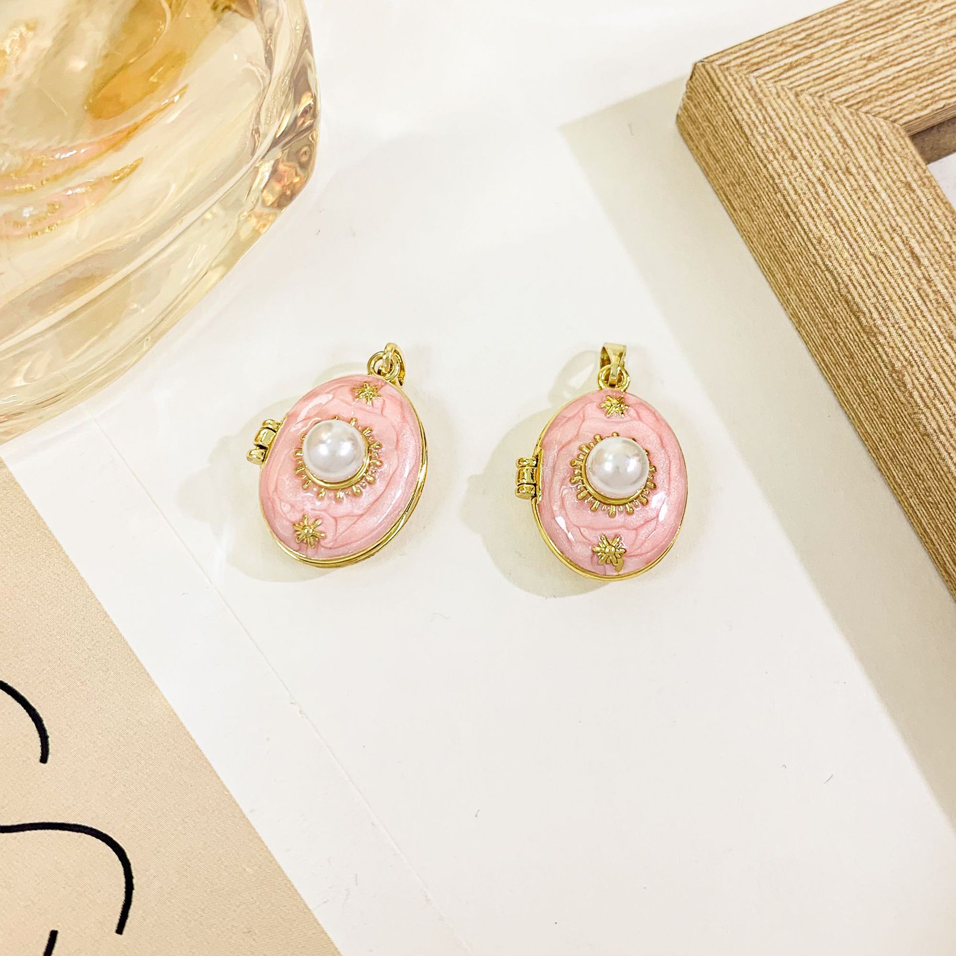 Xl4541 star photo box pendant gold pink