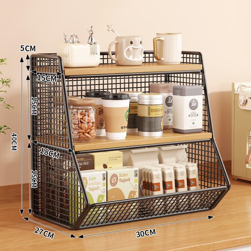 Double layer small black wood color single grid