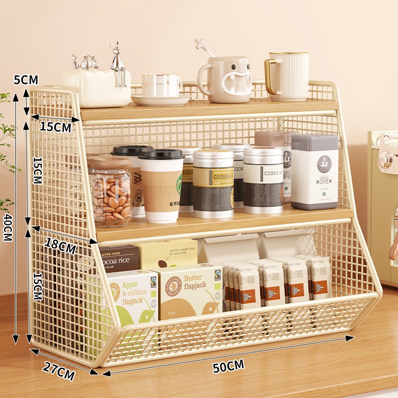 Double layer large cream wood color single grid