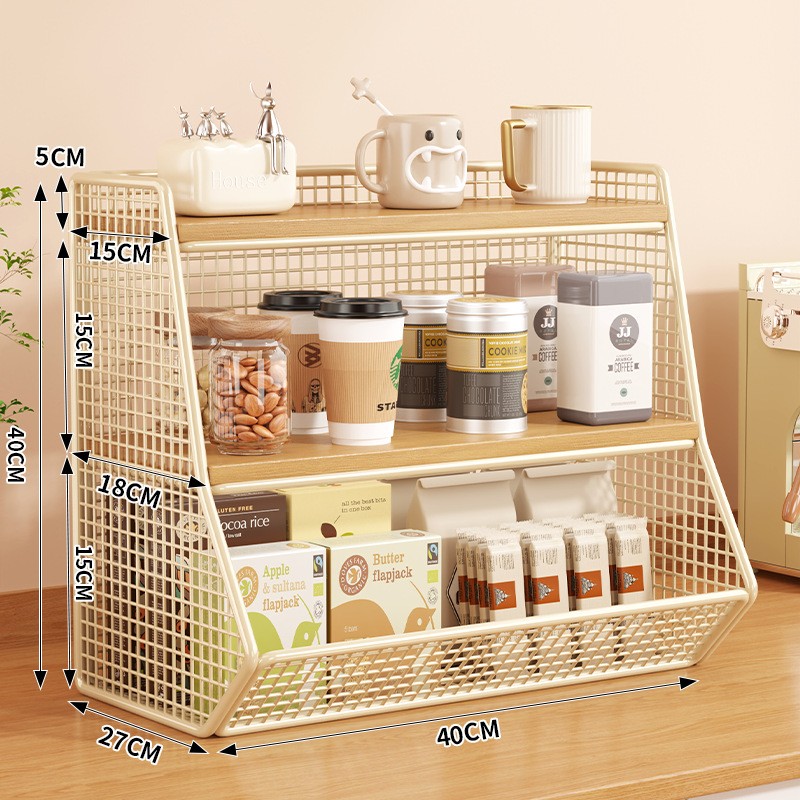 Double layer medium cream wood color single grid