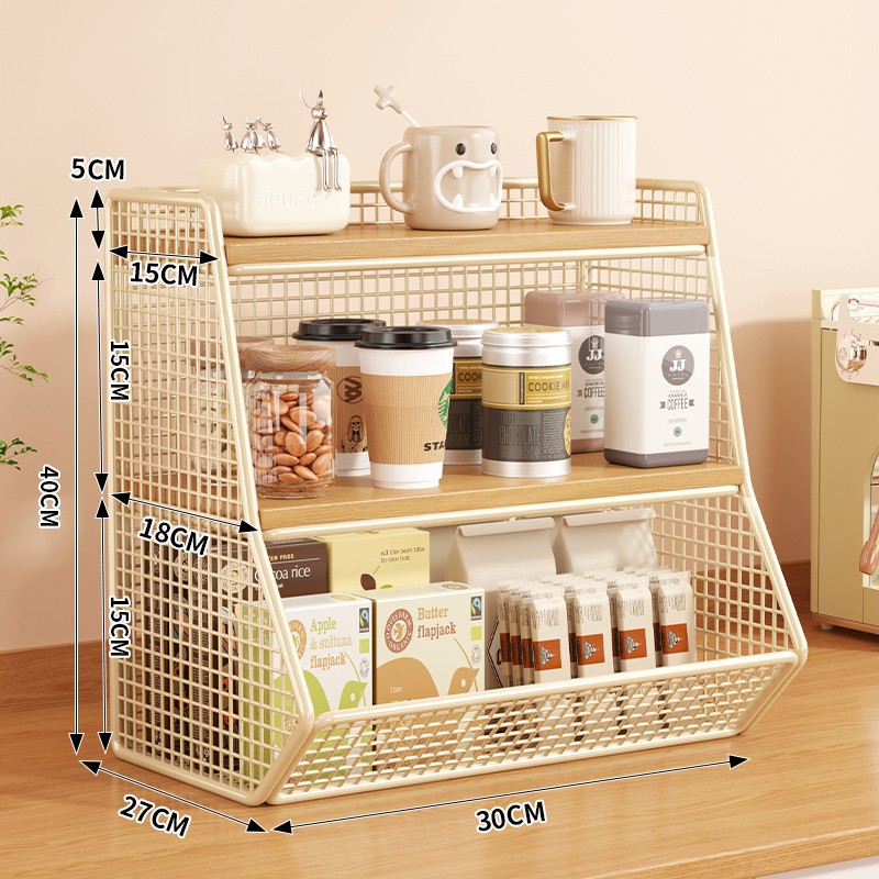 Double layer small cream wood color single grid