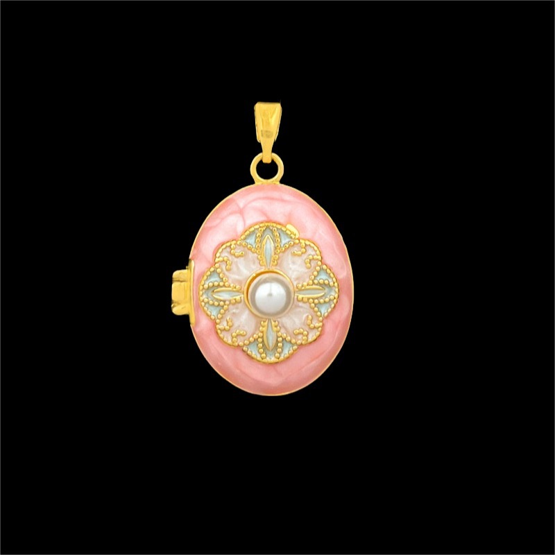 Xl4542 four-petal flower photo box pendant gold po