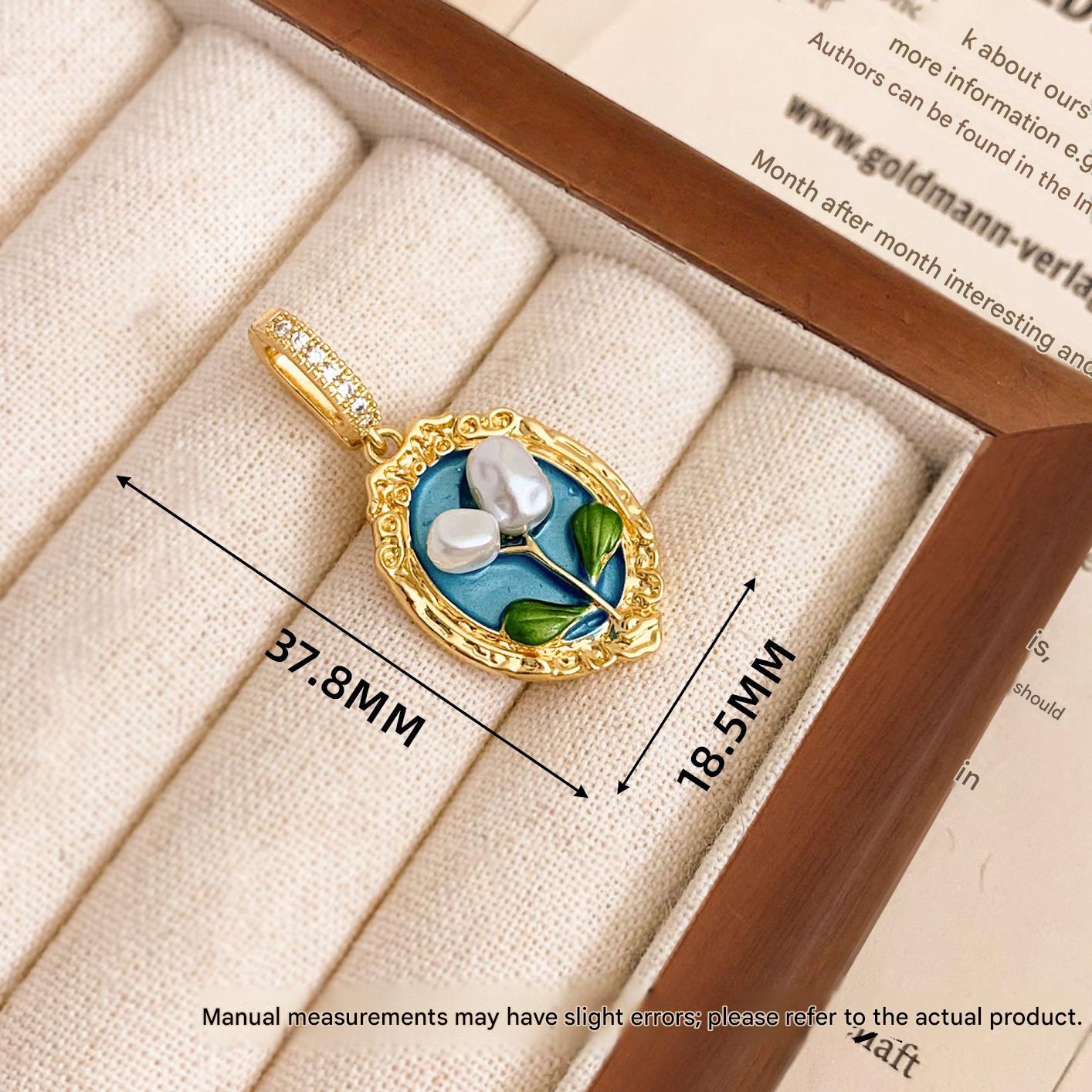 Xl3135 oval tulip pendant gold blue