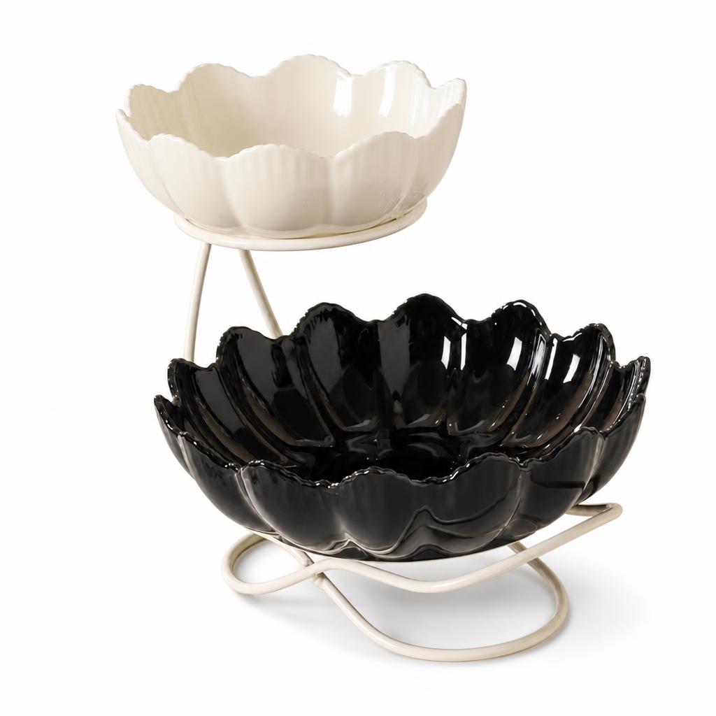 [milk white   black   milk white rack] double layer fruit plate