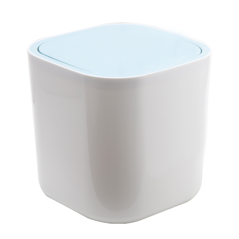 Blue and white desktop square sanitary bucket/3.8l