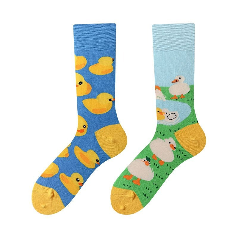 Yellow duck and white goose