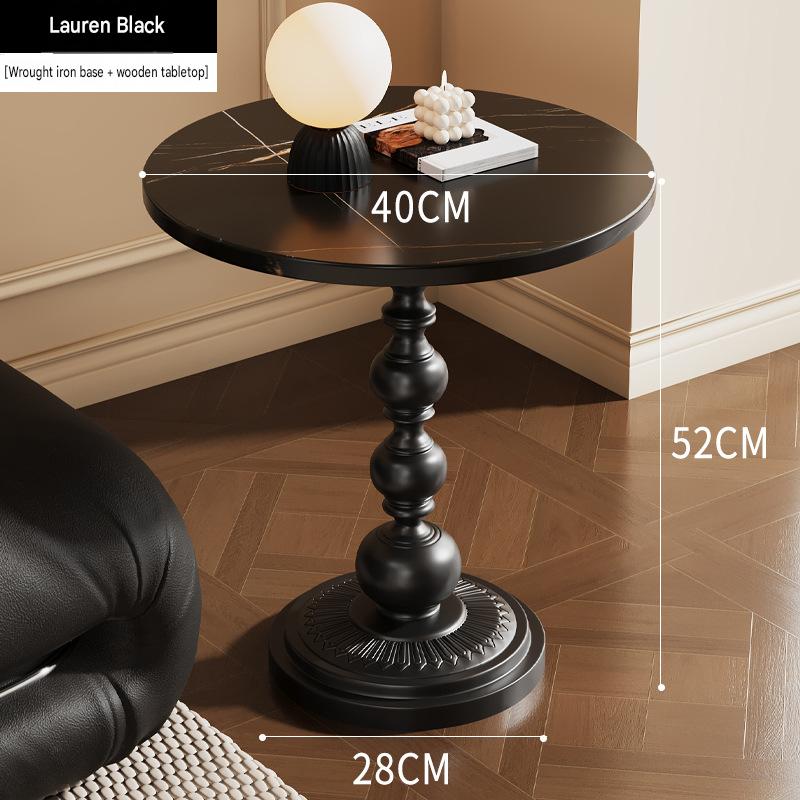 Lauren black [wrought iron base wooden desktop] [diameter 40 high 52]-large