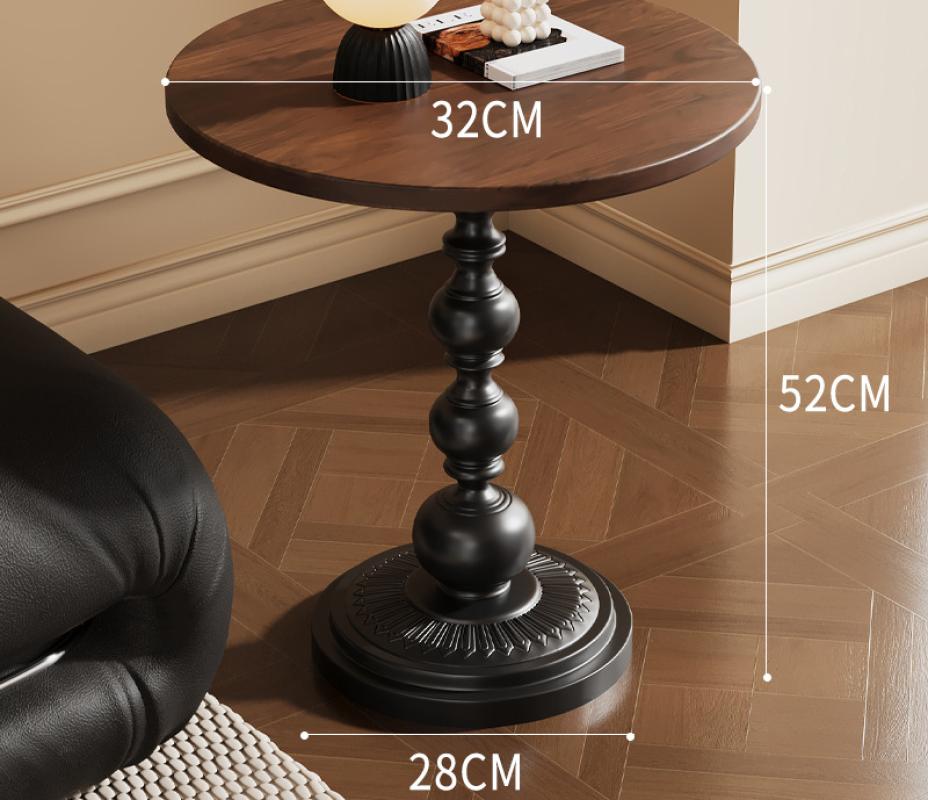 Walnut color [wrought iron base wooden desktop] [diameter 32 high 52]-small size