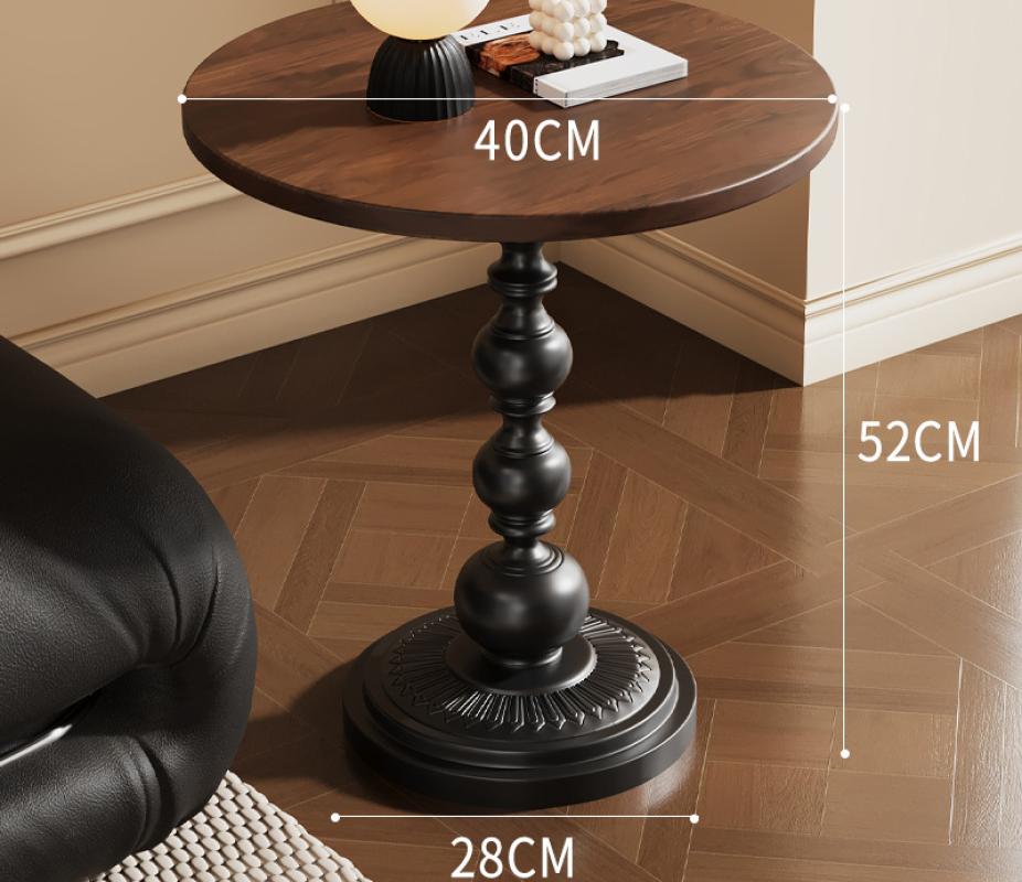 Walnut color [wrought iron base wooden desktop] [diameter 40 high 52]-large