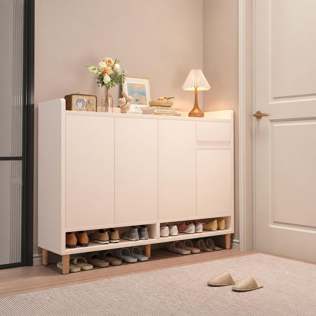 120cm cream white, four doors and one drawer [solid wood core]
