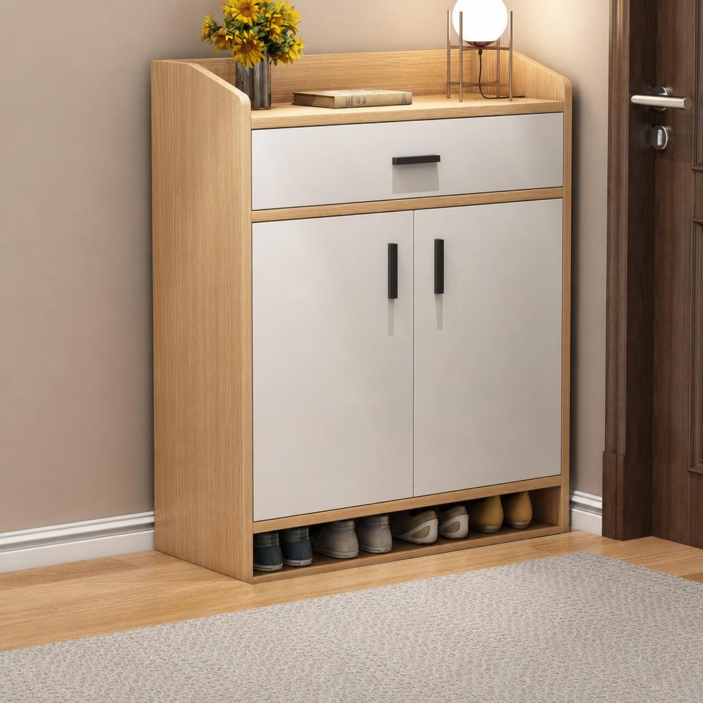 60cm two doors and one drawer pastoral oak   white [simple density board]