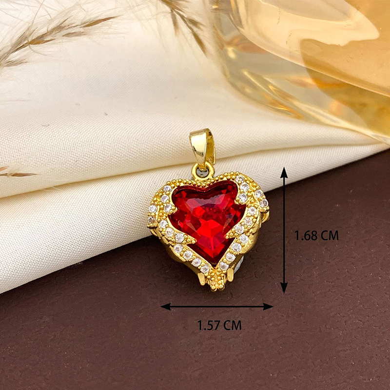 2:Xl138 big red ocean heart pendant gold