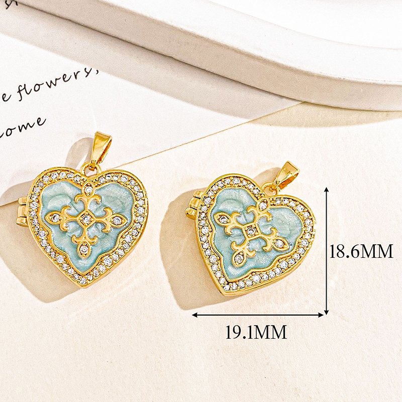 Xl4689 love photo clip pendant gold light blue can