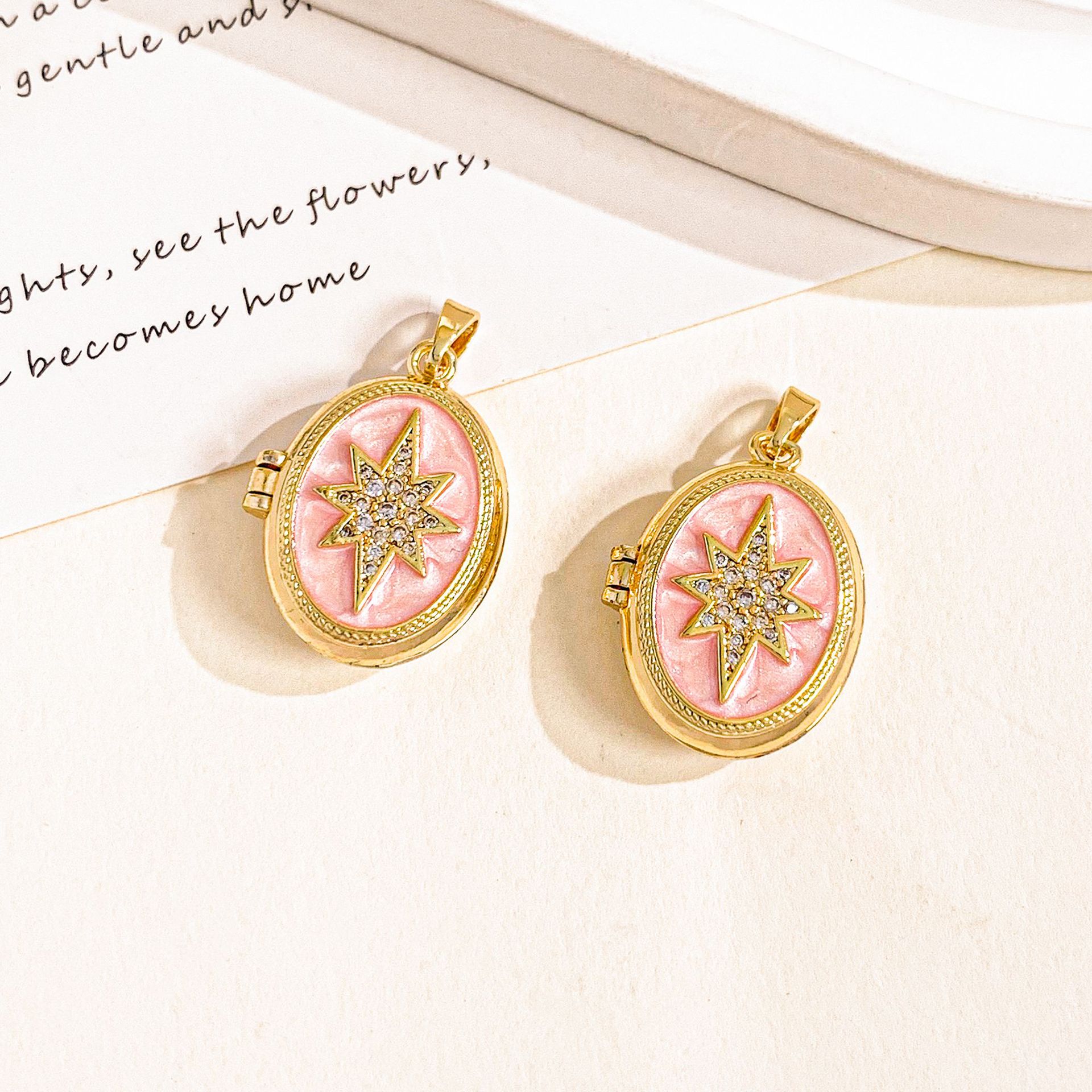 Xl4565 starry gold pink photo clip pendant can be