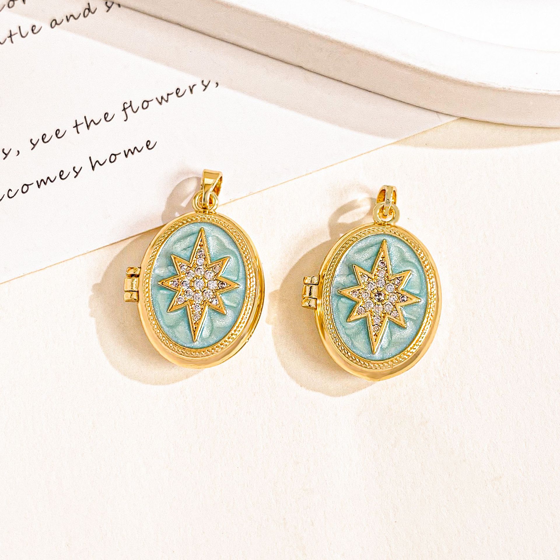 Xl4565 starry gold light blue photo clip pendant c
