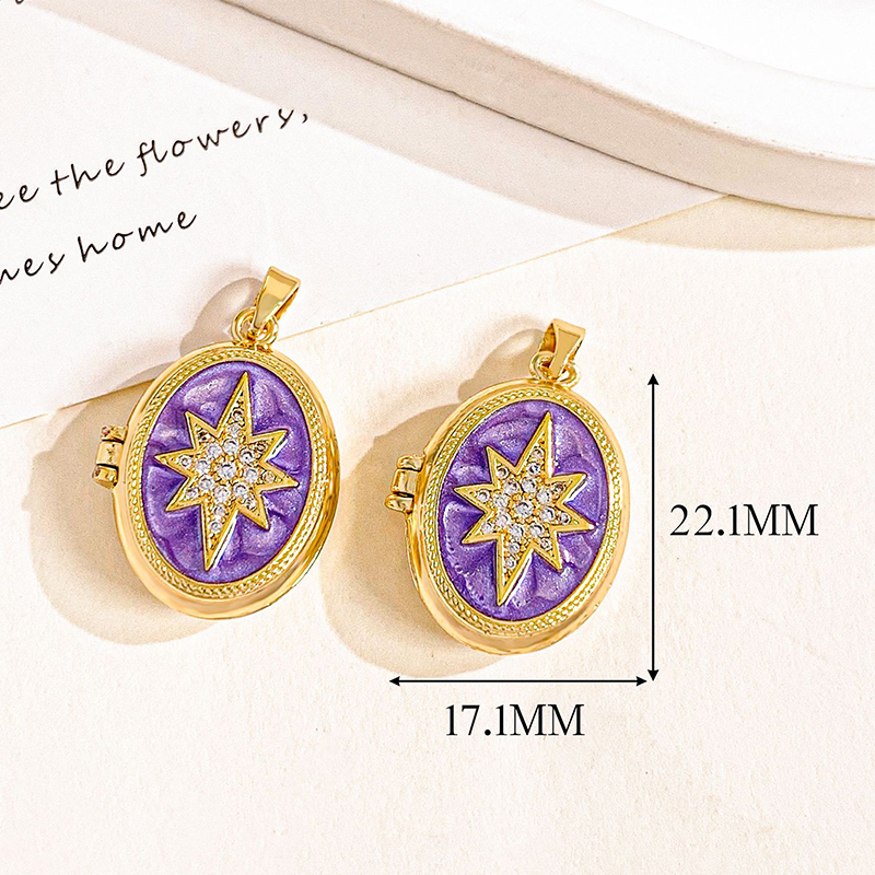9:Xl4565 starry gold purple photo clip pendant can be opened