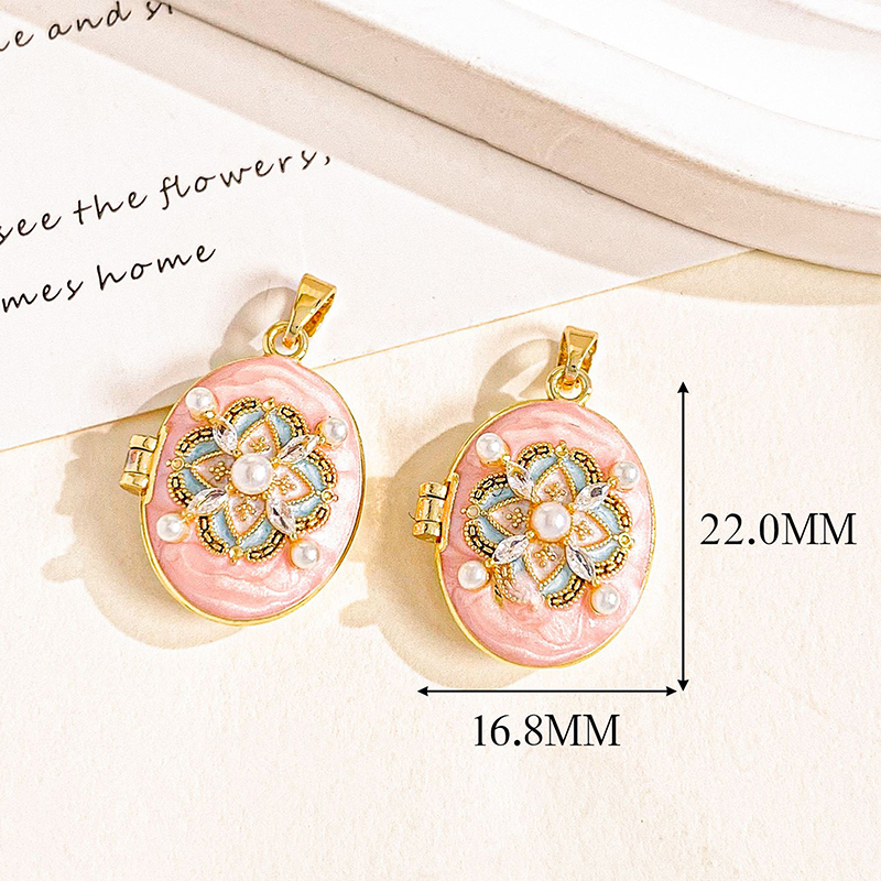 Xl4659 blossoming golden pink photo clip pendant c