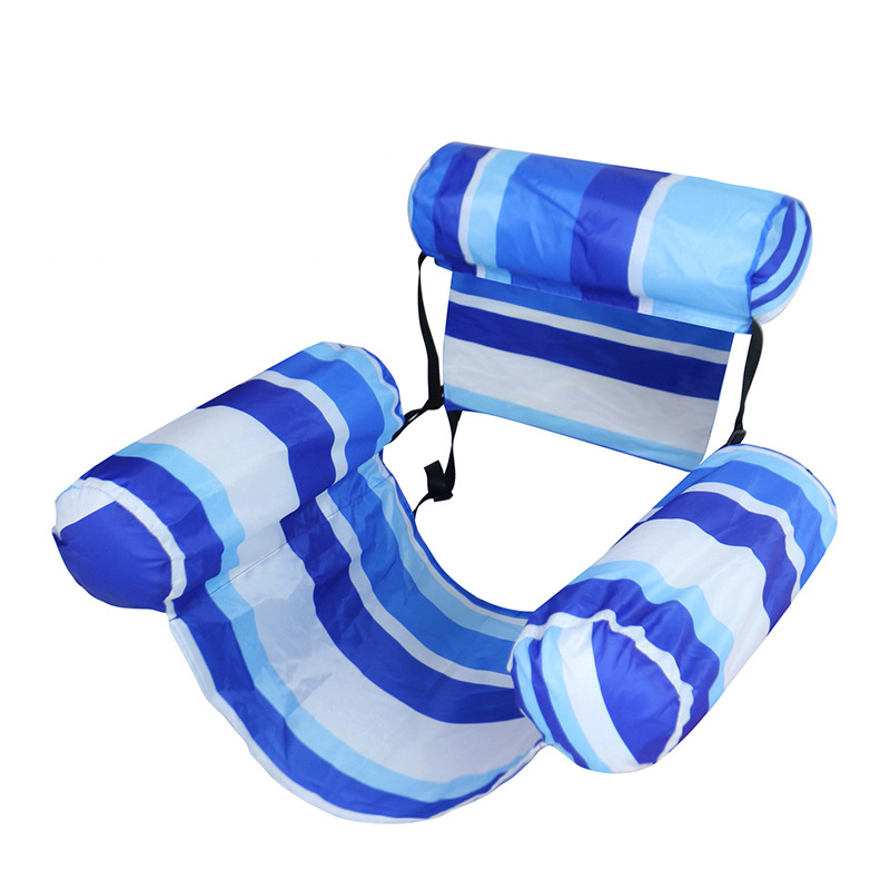 Three-Pole Fabric Stripe Hammock - Blue