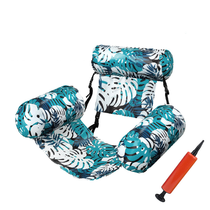 [With Air Pump] Three-Tube Fabric Cover Monstera Leaf Hammock - Grass Green