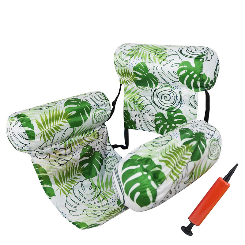 [With Air Pump] Three-Tube Fabric Sleeve Monstera Leaf Hammock - Green