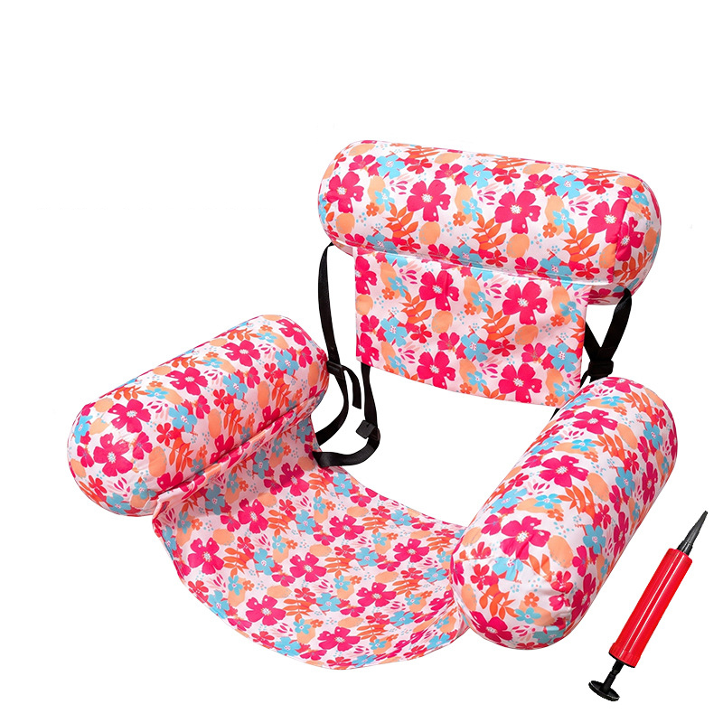[With Air Pump] Three-Pole Fabric Flower Hammock - Pink