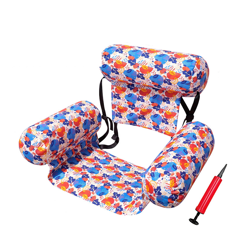 [With Air Pump] Three-Pole Fabric Flower Hammock - Blue