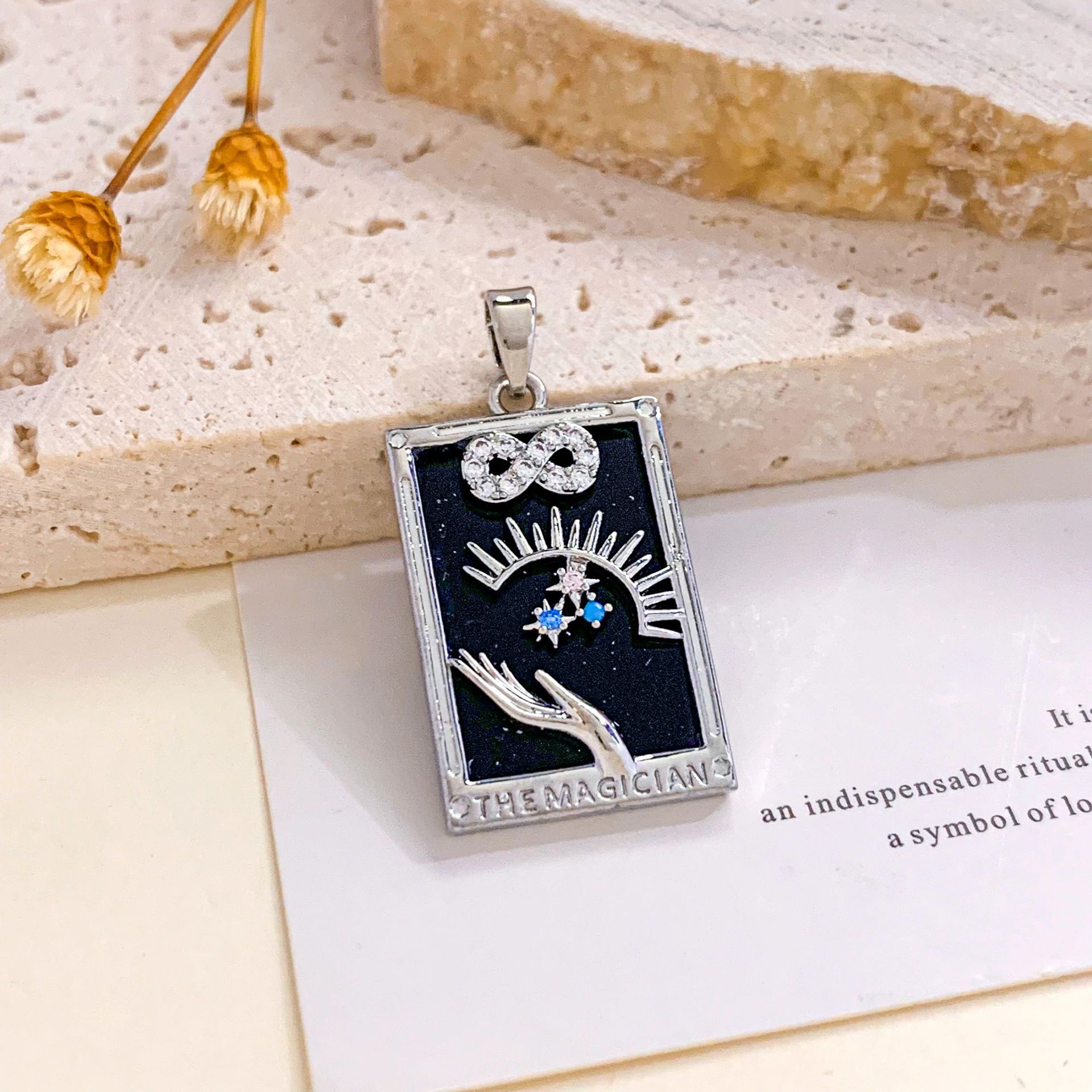Xl2299 infinite hope tarot pendant silver black