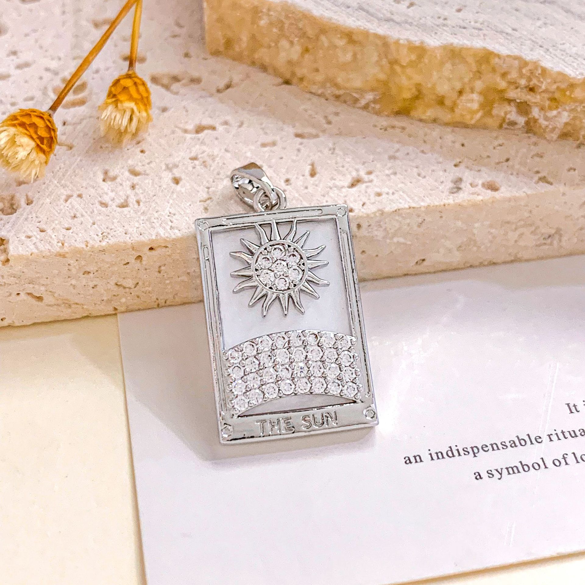 Xl2300 sun rainbow tarot pendant silver all white