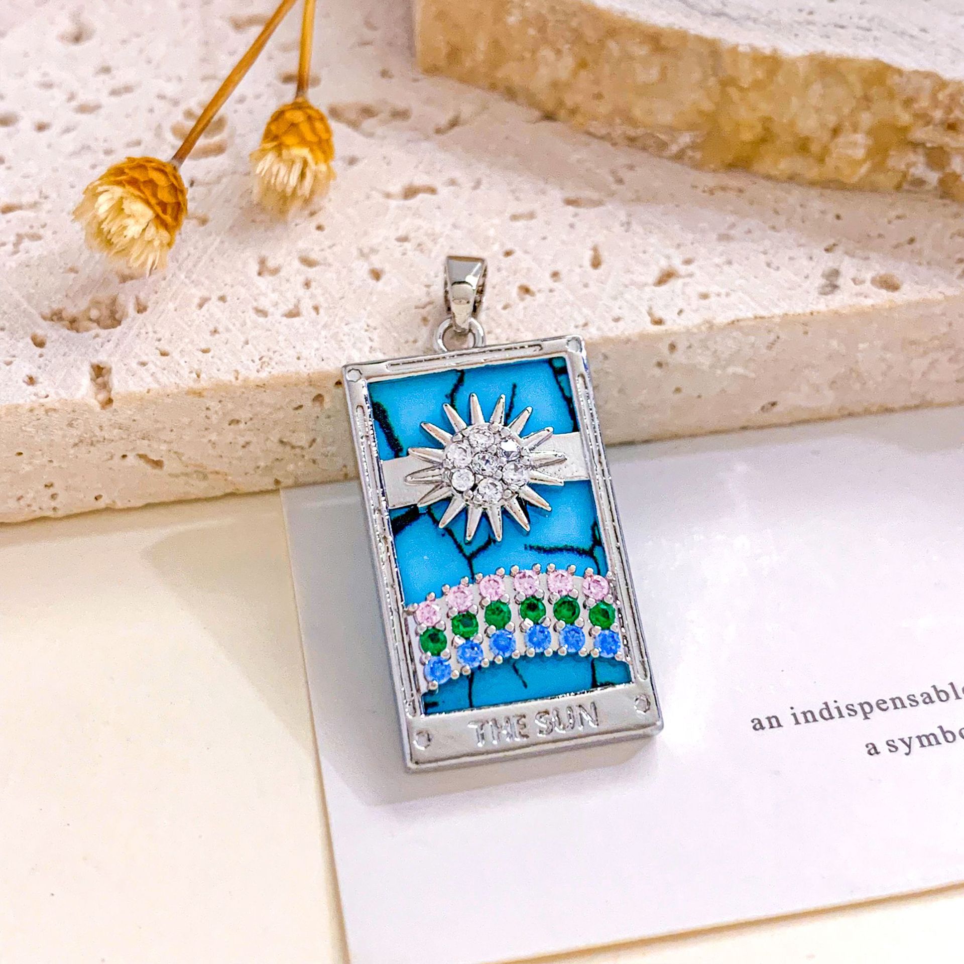 19:Xl2702 sun rainbow tarot pendant silver blue
