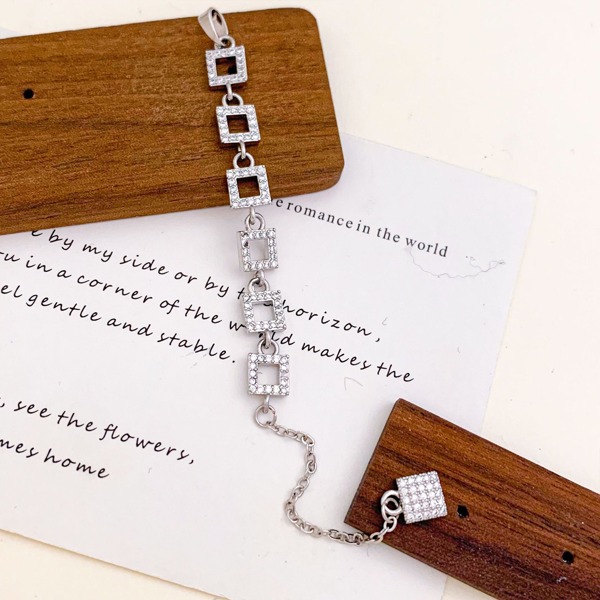 Xl5283 hollow square tassel pendant silver