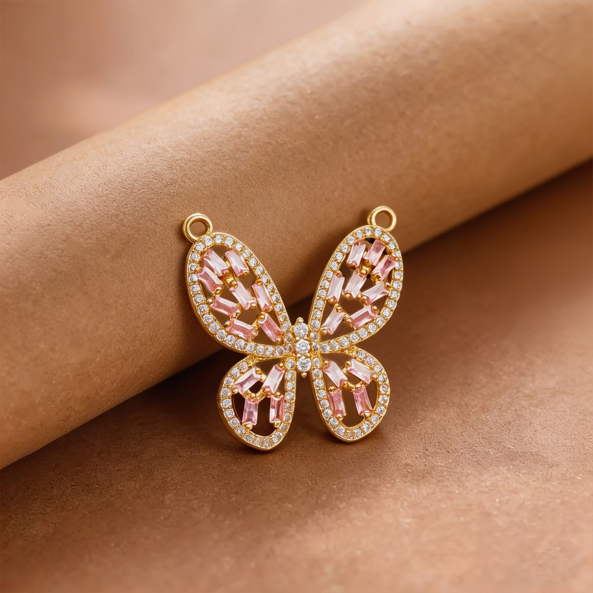 Xl800 large butterfly pendant gold pink