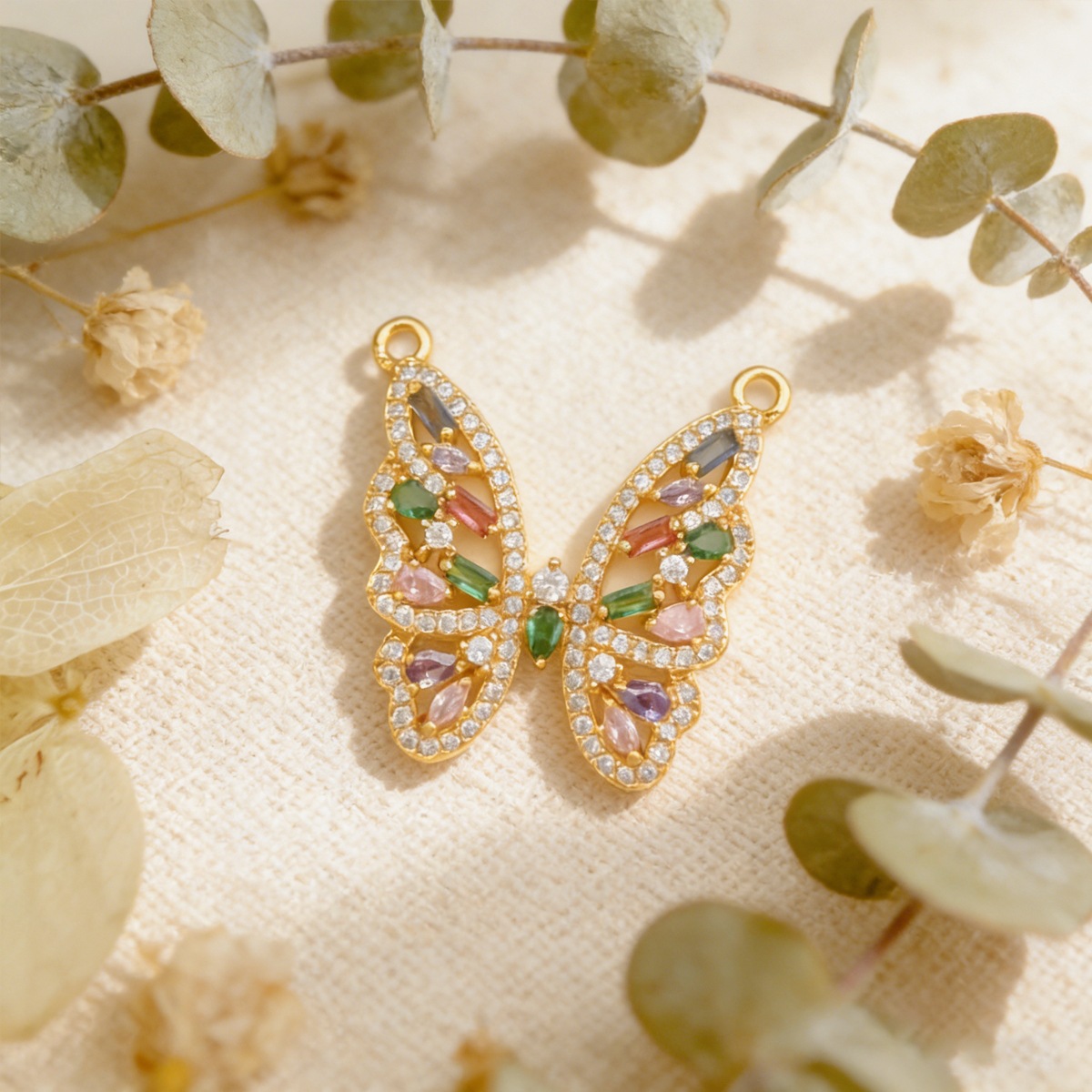 13:Xl3157 hollow colorful butterfly pendant gold