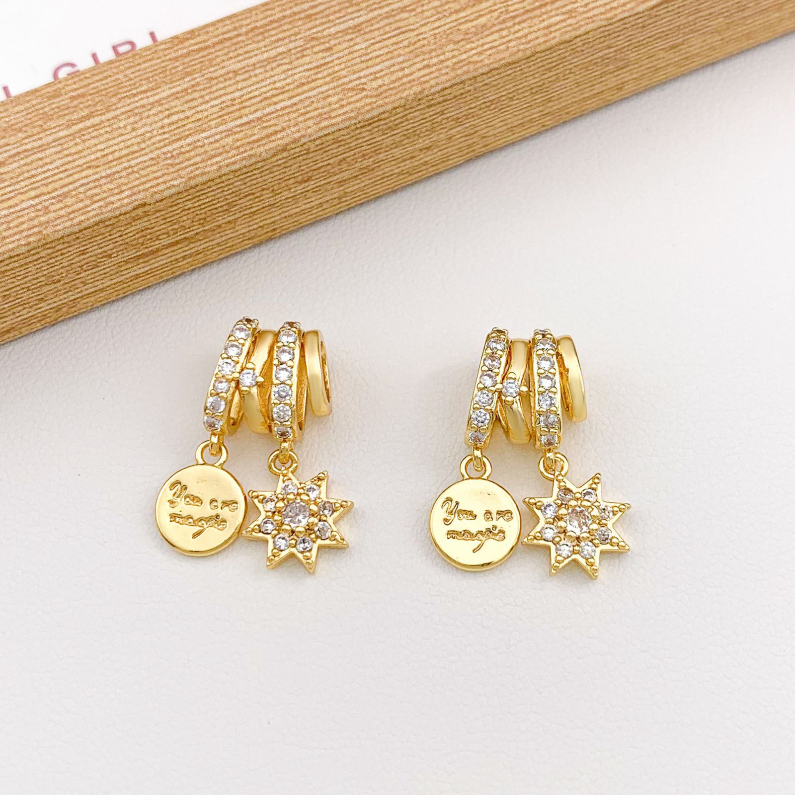 Xl4485 round star combination pendant gold