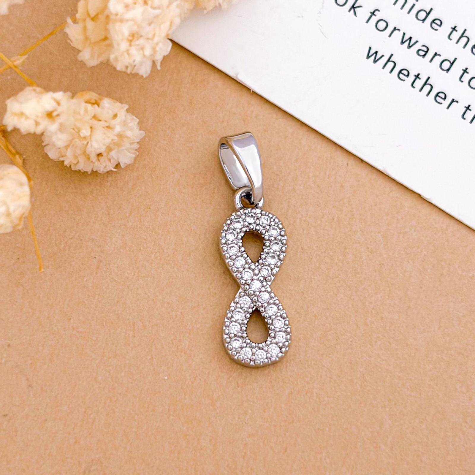 Xl5771 full zirconium infinity pendant silver