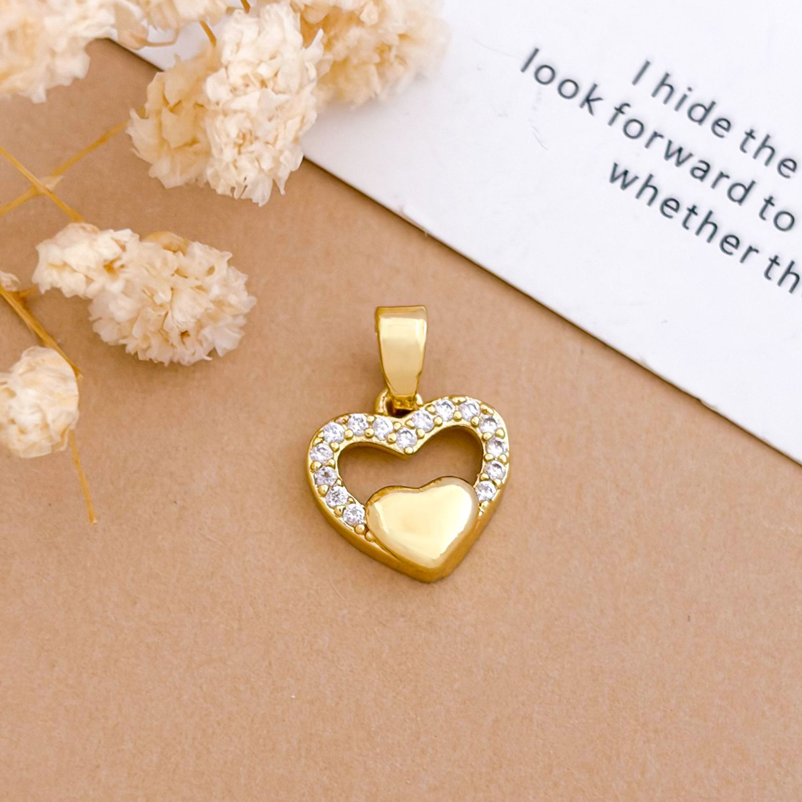 Xl5780 hollow double love pendant gold
