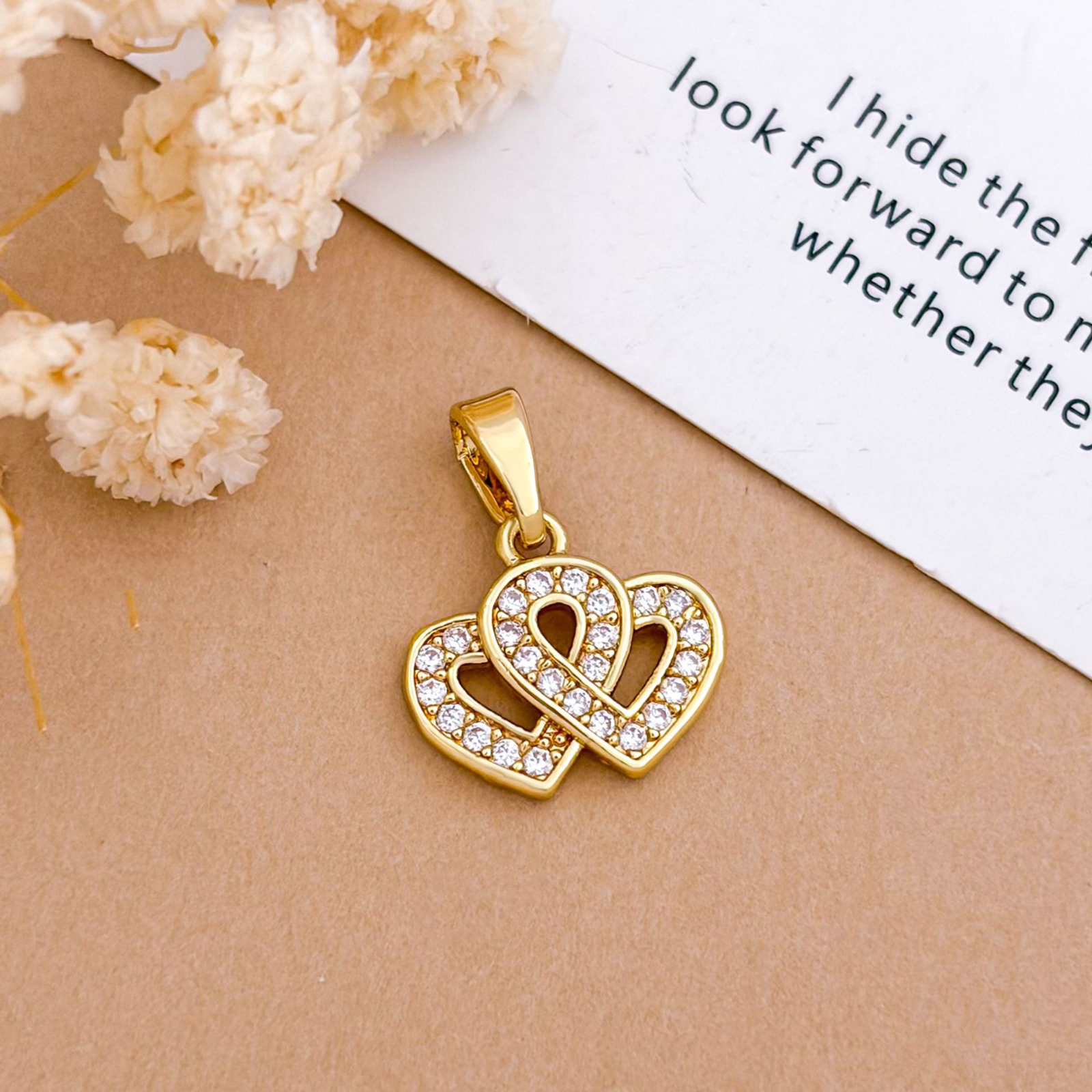 Xl5783 hollow double love pendant gold