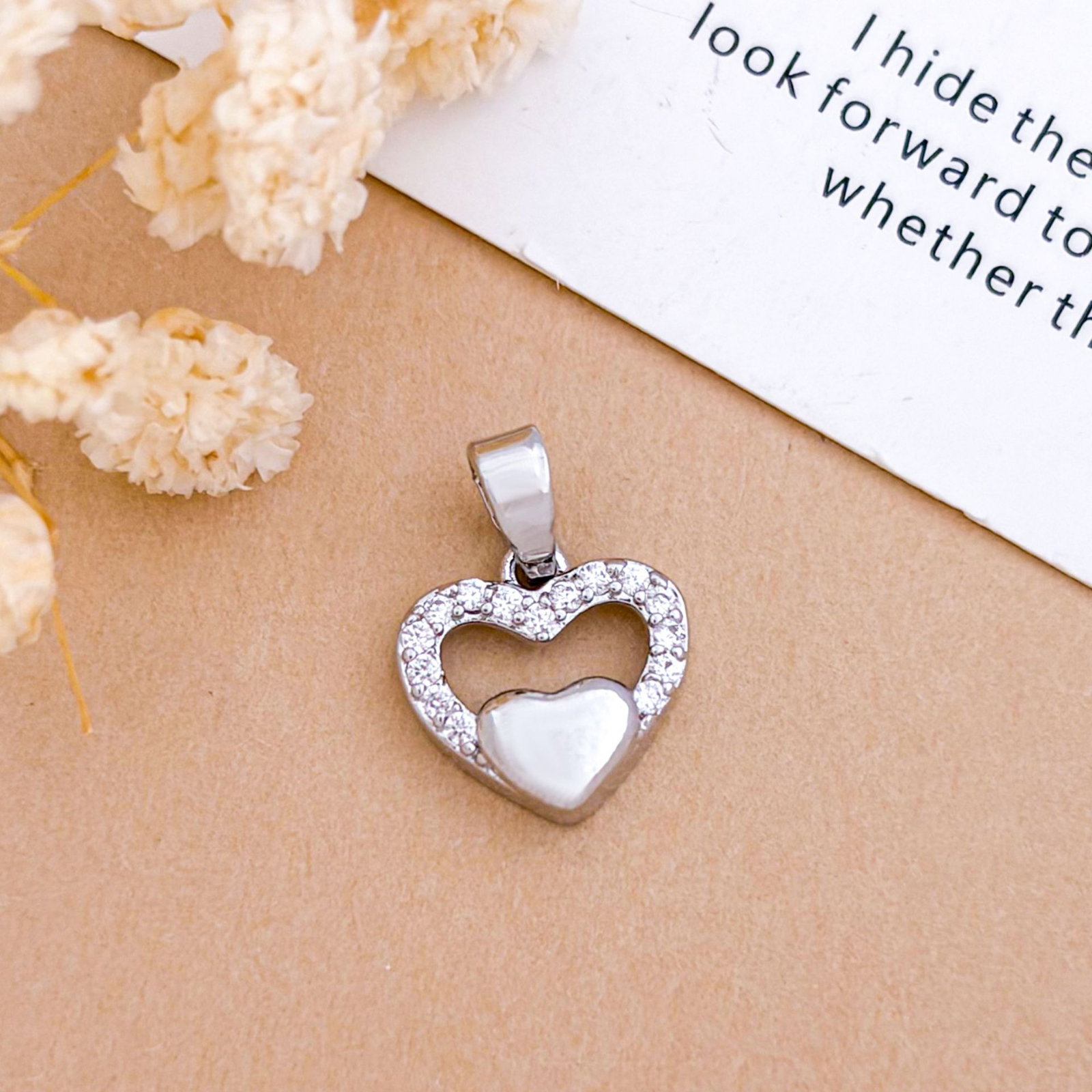 Xl5780 hollow double love pendant silver