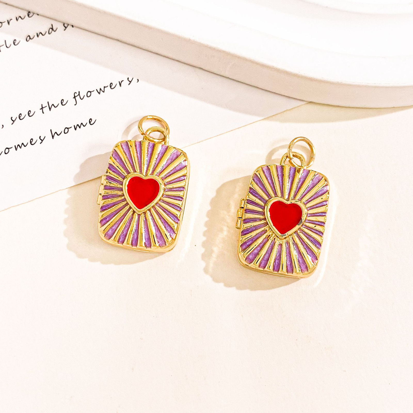 Xl4692 love golden purple photo clip pendant can b