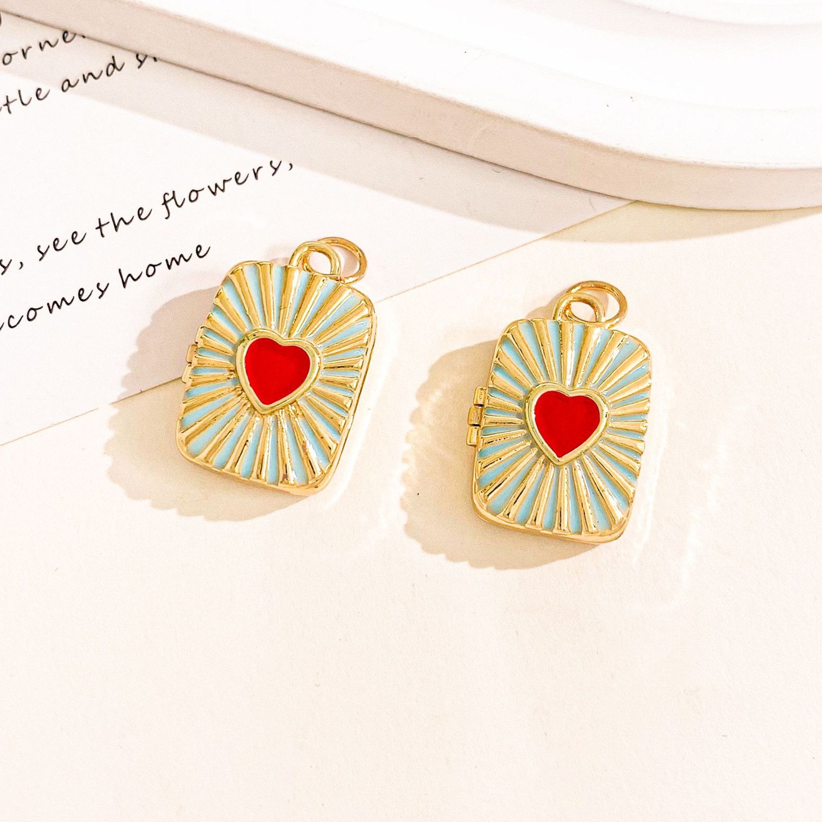 Xl4692 love gold light blue photo clip pendant can