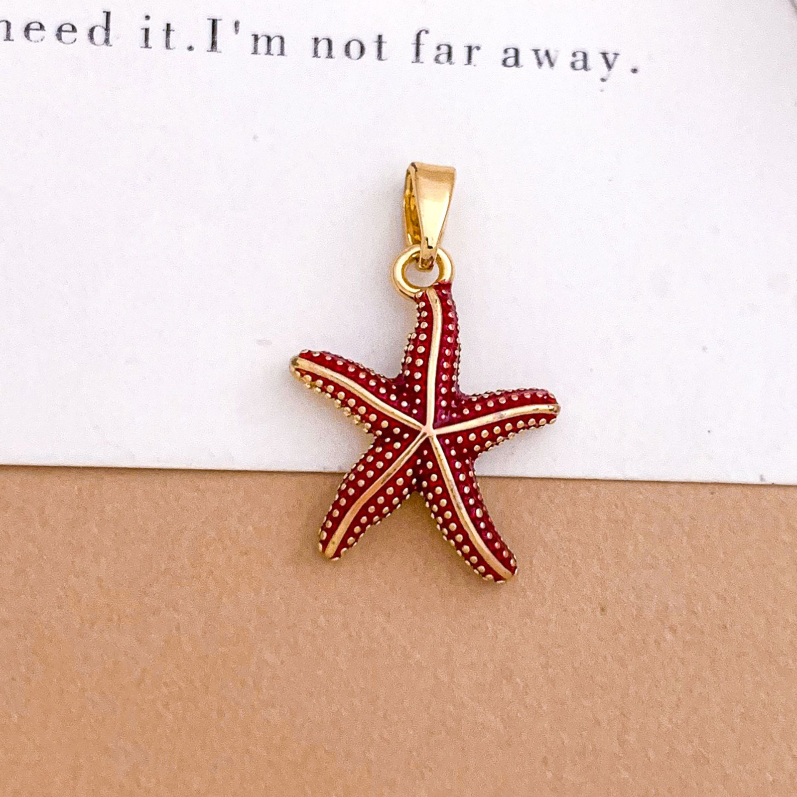Xl4576 lively starfish pendant gold red