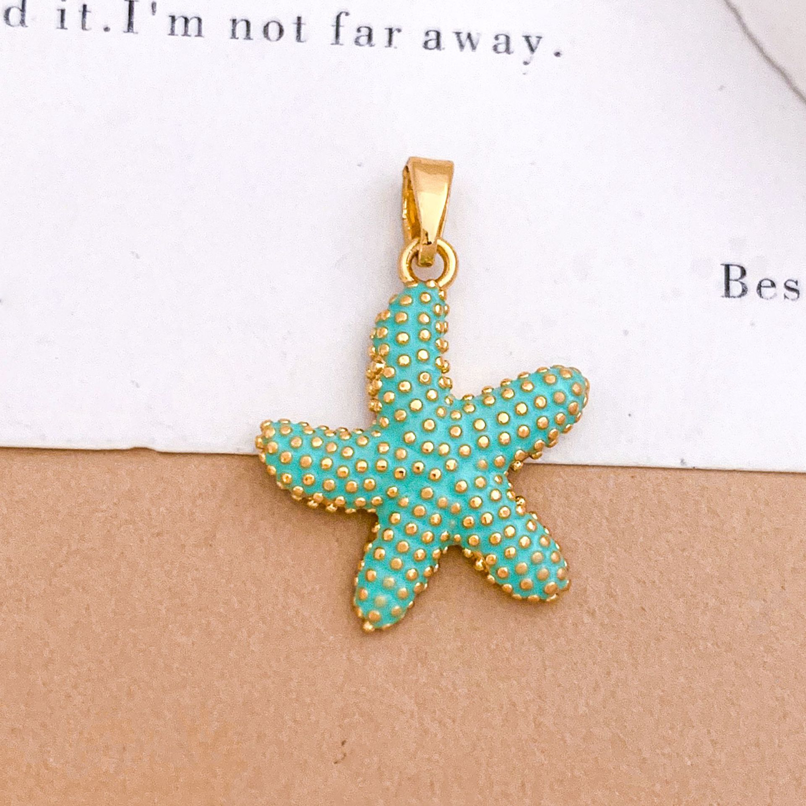 Xl4120 dancing starfish pendant gold light blue