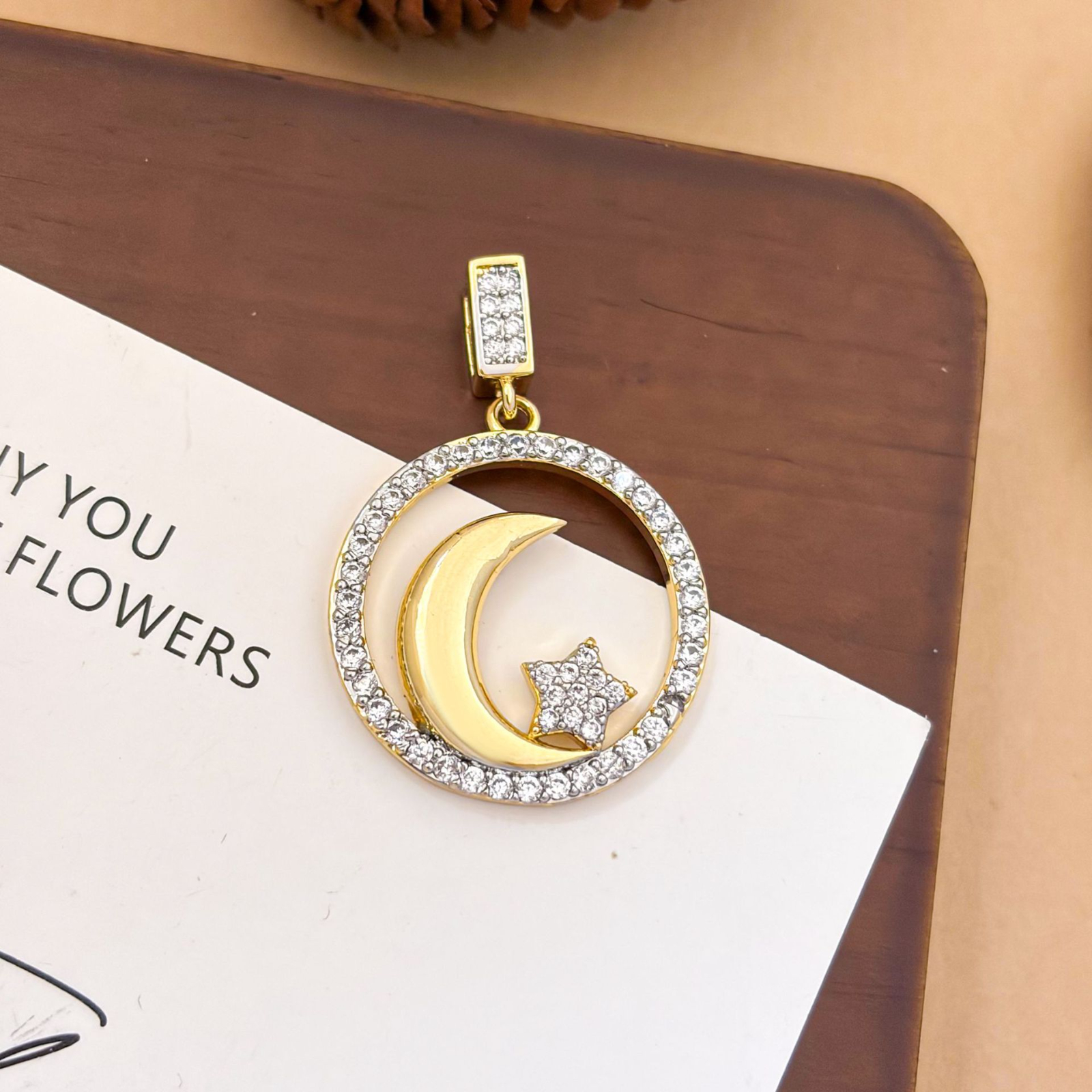 Xl3495 round moon two-color pendant